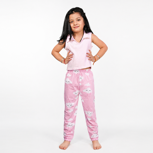 BAMBOOM Baby Unisex Pure Cotton Pyjama Pants – Pack of 3 | Lavender, Pink & Mint Green | Smiling Cloud Print |  6M–5Y