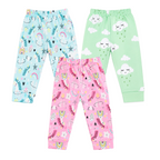 BAMBOOM Baby Unisex Pure Cotton Pyjama Pants – Pack of 3 | Mint Green, Rainbow Blue & Rainbow Pink | Cloud & Rainbow Print |  6M–5Y