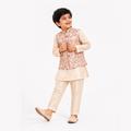 BAMBOOM Boys Ethnic Wear 3 Piece Set | Ivory with Blush Pink Jacket Set