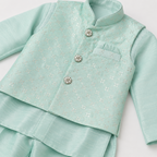 BAMBOOM Boys Ethnic Wear 3 Piece Set | Pastel Mint Festive Set