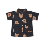 BAMBOOM Kids Pure Cotton Night Suit | Teddy Bear Print Dark Sleepwear Set