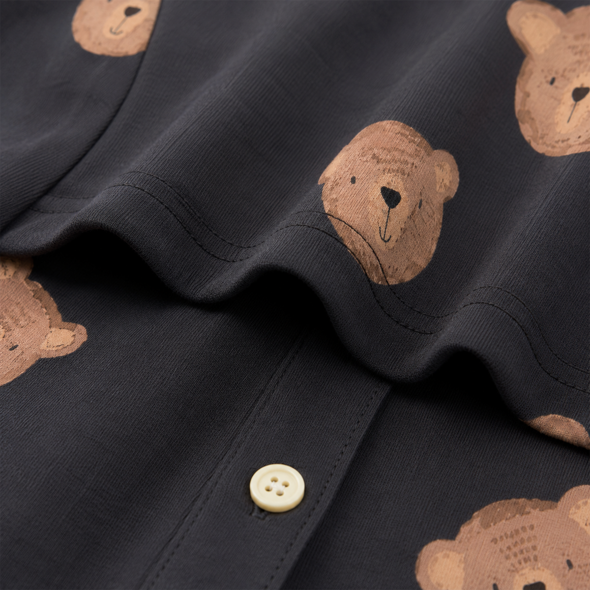 BAMBOOM Kids Pure Cotton Night Suit | Teddy Bear Print Dark Sleepwear Set