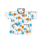 BAMBOOM Kids Pure Cotton Night Suit | Frog & Stars Print White Sleepwear Set