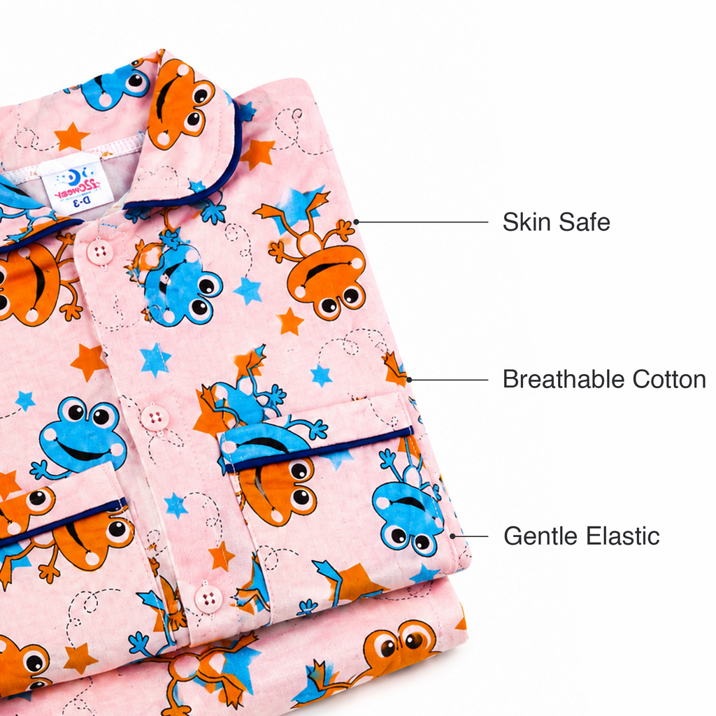 BAMBOOM Baby Boys & Girls Pure Cotton Night Suit