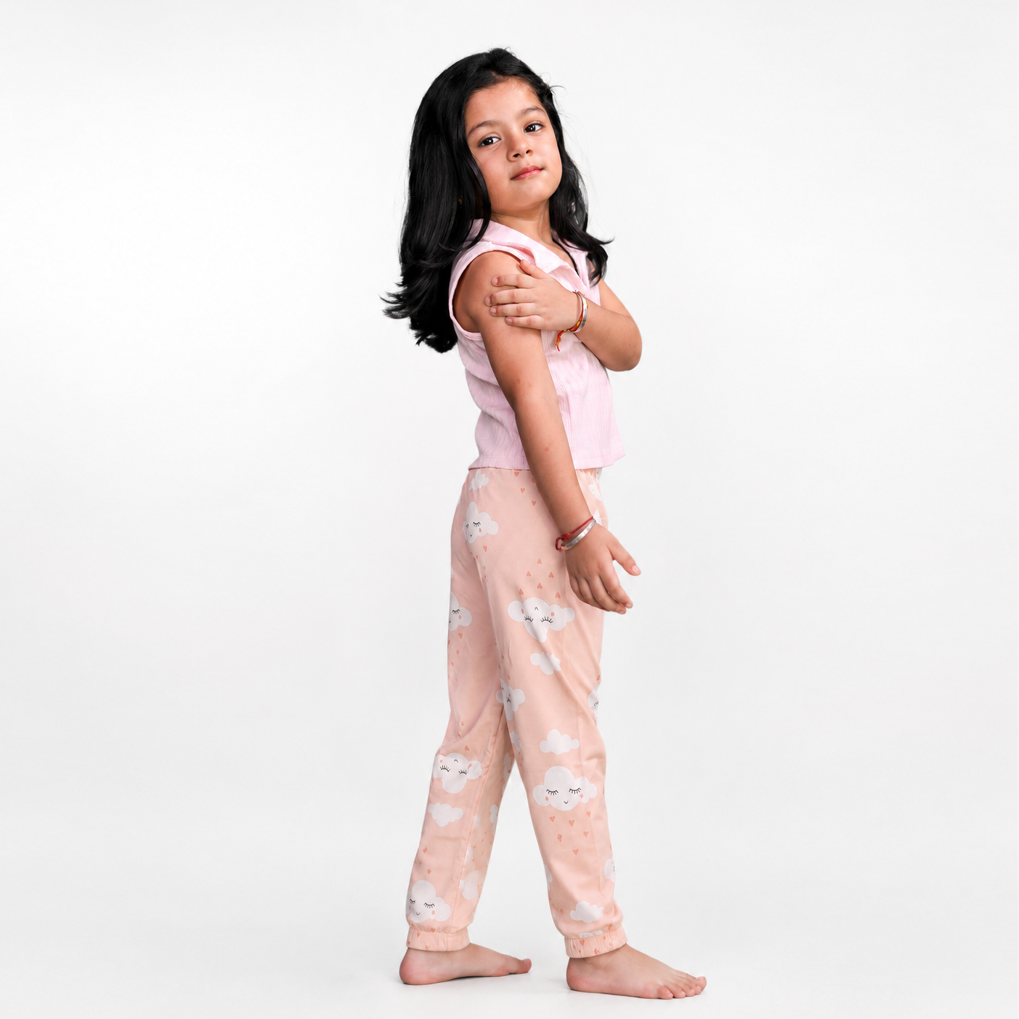 BAMBOOM Baby Unisex Pure Cotton Pyjama Pants – Pack of 3 | Peach, Rainbow Blue & Rainbow Pink | Cloud & Rainbow Print |  6M–5Y