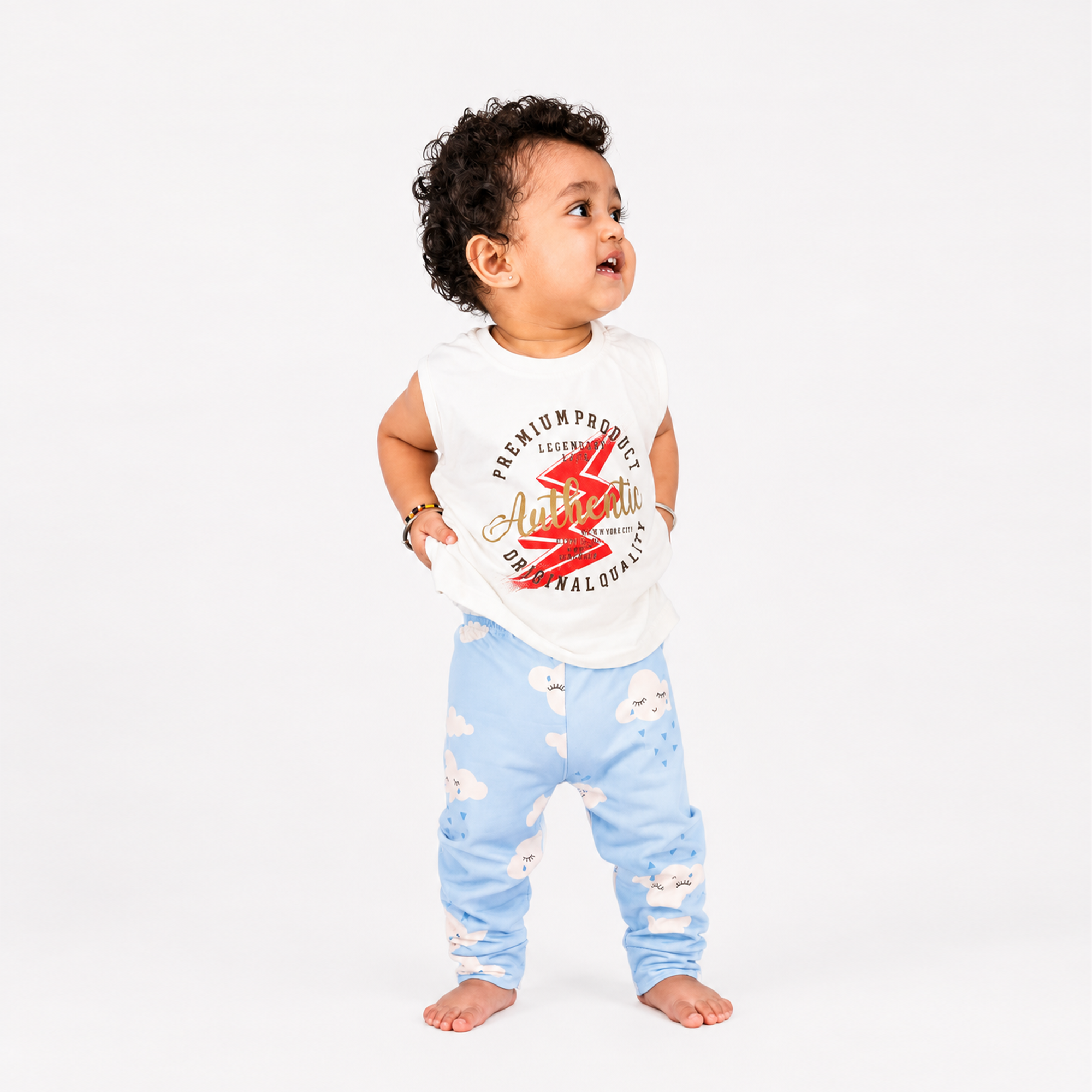 BAMBOOM Baby Girls Pure Cotton Pyjama Pants – Pack of 3 | Lavender, Sea Blue & Mint Green | Smiling Cloud Print | 6M–5Y